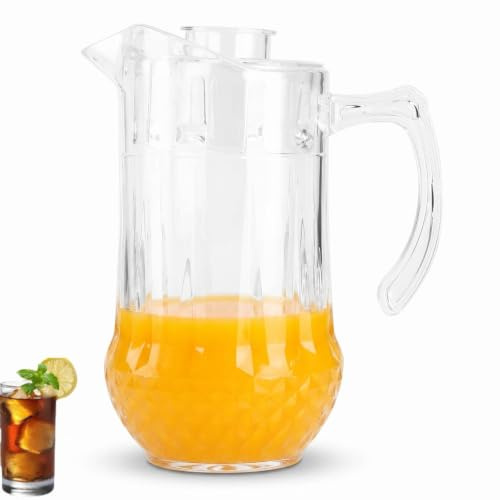 Pichet en plastique, pichet à eau avec couvercle et bec pour thé glacé, bière, sangria, limonade, boisson, 1300 ml