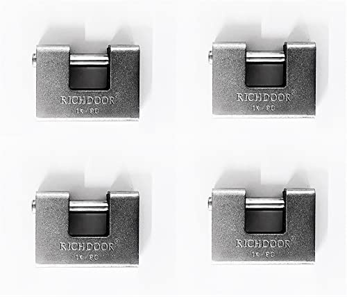 4 x Lucchetto in Acciaio Antiruggine Durevole e Antiscasso con 3 Chiavi Incluse