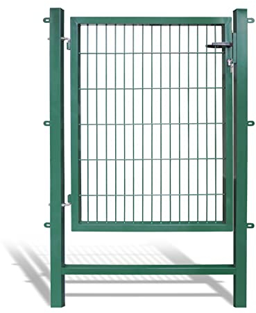 Gartentor Easy (Besonderheit : kein ausrichten der Pfosten notwendig durch Querverbindung !), BxH 100x120 cm, grün - Tor für Doppelstabmattenzaun - komplett mit Pfosten, Montagematerial & Schloss