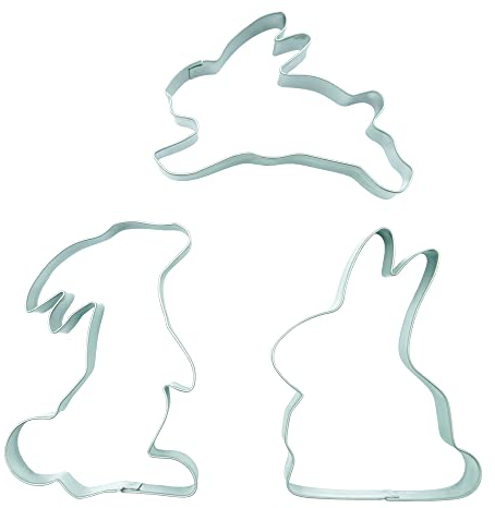 BekkiB 8807243 – Juego de 3 moldes para galletas de acero inoxidable en forma de 3 conejos para Pascua