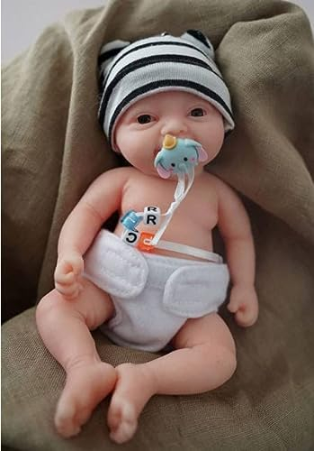 Miaio Reborn Baby Doll Girl 7 Inch Silicone Doll Mini Realistic Newborn Baby Dolls Silicone Full Body Stress Relief Hand Made (1 Doll+2 Sets Clothes)