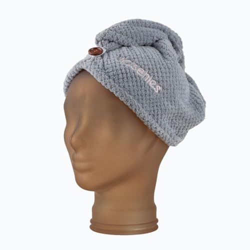 waschies Mikrofaser Haarturban/Haarhandtuch Damen in Grau - sanft & leicht – schnelltrocknend & saugfähig - minimiert Haarbruch & Frizz und reduziert die Trocknungszeit – geeignet für alle Haartypen