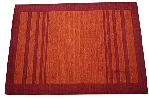 Rot Orange140X200 cm Teppich 100% Wolle Orientteppich Handgetuftet HT578
