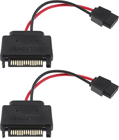 EMSea 2 STÜCKE SATA 15-Pin-Stecker auf SATA 6-Pin-Buchse Slimline-Stromadapterkabel für Disc-CD-DVD-Laufwerk Slimline-SATA-Festplatten 98 Mm
