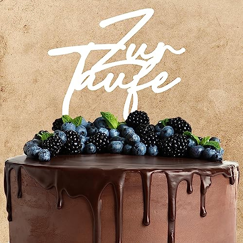 Cake Topper aus Acryl zur Taufe Kuchendeko Tortenstecker | weiß | Kuchendekoration und Tortenschmuck 100% Made in Germany