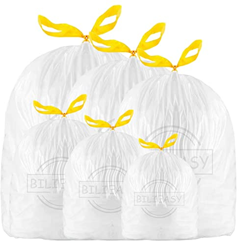 BILIEASY Müllbeutel Müllbeutel 3L 4L 5L Kordelzug-Müllsäcke Große Starke, unparfümierte Universal-Müllsäcke 3-5L(120 Stück)