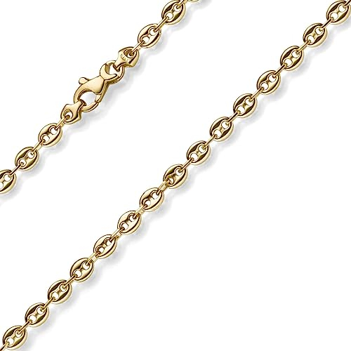 3,5mm Armband Bohnenkette Schiffsankerkette 585 Gold Gelbgold 19cm Unisex