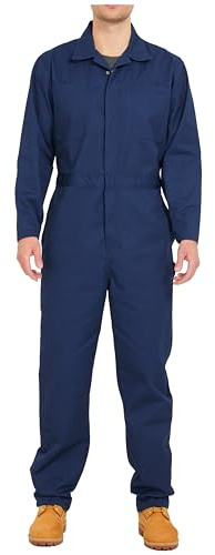 Ubon Coveralls for Men Long Sleeve, Zip Front Work Jumpsuit, Navy, L