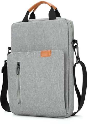 jooeer Funda Portatil 14 Pulgadas Bolsa Ordenador con Bandolera para 14” MacBook Pro M4/M3/M2/M1 2024-2021 Chromebook Notebook, Protector PC de Poliéster Impermeable con Bolsillo, Gris