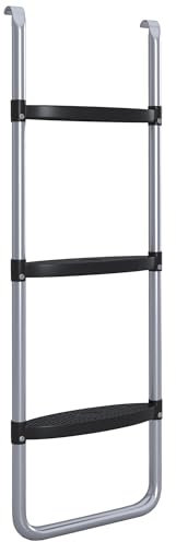 SPORTNOW Échelle de Trampoline à 3 ou 2 marches escalier de Trampoline avec marches Larges Horizontales, Crochet Universel, capacité de 120 kg, 97 x 32 cm Argent