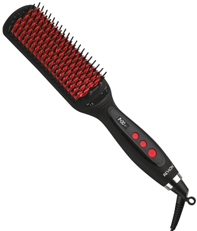 REVLON SmoothStay XL Hair Straightener, Heated Straightening Brush with Coconut Oil Infused Ceramic Plates, Long-Lasting Sleek Results, Reduced Frizz & Static