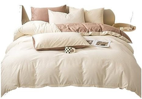 Bettwäsche Bettwäsche-Sets Vierteiliges Bettwäsche-Set Aus Baumwoll-Jacquard, Schlichtes, Hautfreundliches Bettlaken-Set, Weich Und Bequem Bettbezug Set(F,2m Bed)