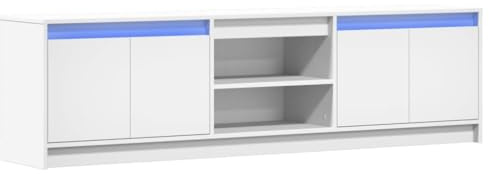Meuble TV avec LED blanc 180x34x50 cm bois d ingénierie