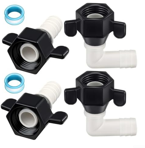 Set di connettori dritti e adattatori a gomito girevole, raccordi per pompa dell'acqua camper, con nastro sigillante filettato, compatibile con pompe dell'acqua (B)