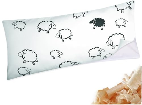 Zirbenkissen 40x80cm mit Inlett - Schafe Lämmer (Zirbe-99/2-40x80-Inlett) | Gefüllt mit Zirben, Kissen mit Zirbenspäne, Reißverschluss
