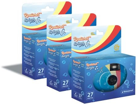GT PHOTO GT27WP Realishot Splash – Juego de 3 cámaras Desechables Impermeables – 27 Poses, Ideal para Fotos bajo el Agua y al Aire Libre