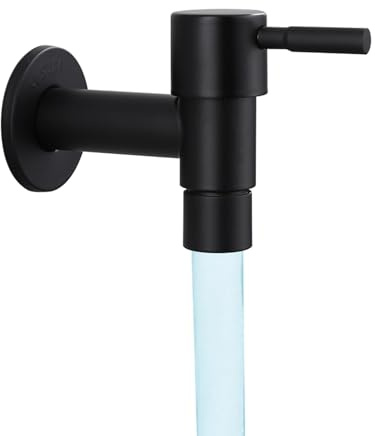 Gartenhahn 1/2 Zoll, Frostschutz Außenarmaturen, Edelstahl Wasserhahn für Küche, Bad, Balkon (kurz schwarz B)