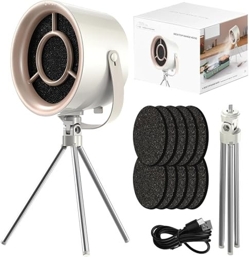 Portable Extractor Fan Kitchen, Desktop Cooker Hood with 3 Speed Adjustment, Suspended Mini Range Hood, Removable and Washable Filter, 10 Replaceable Filters for Home Kitchen Fondue Pot BBQ white