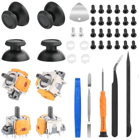 4 Stück Hall Effekt Sticks Kompatibel mit Play Station 5 PS5 Kontroller | Anti-Drift 3D Sticks mit 4 Joystick Thumbsticks 4 Joystick Protection Ring Reparatur Kit PS5 Conrtoller Zubehör