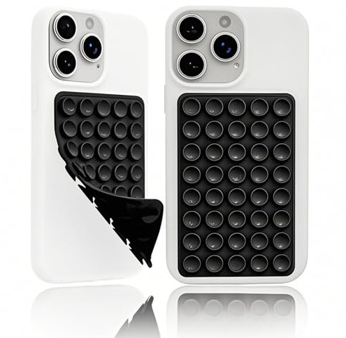 AzureRay Ventouse Téléphone Portable, Support Double Face en Silicone Haute Adhérence, Ventouse Téléphone Mains Libres Anti-Dérapant, Coque Ventouse Universelle pour Smartphone (Noir)