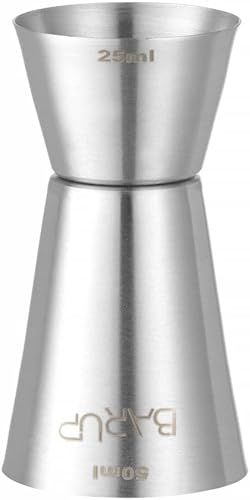 HENDI Jigger doble 25/50ml, BarUp, vaso medidor de cócteles, medidor dosificador de barra, barman, bar, bebidas, cocktails, ø43x(H)85mm, acero inoxidable (Paquete de 5)