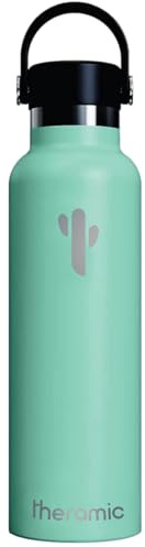 Theramic Bottiglia termica d'acqua a doppia parete con rivestimento interno in ceramica da 600 ml Verde