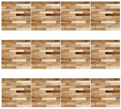 Papel Tapiz para casa de muñecas, 12 Piezas de 4 x 4 Pulgadas, imitación de Madera, para Suelo de casa de muñecas en Miniatura, Papel Tapiz Autoadhesivo, Accesorios para Cocina, baño, Sala de EST