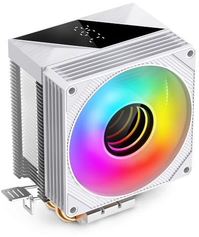 Jungle Leopard KF200-DGT Lot de 2 refroidisseurs de processeur, LED, multicolores, avec affichage de la température, 3 broches, 2200 tr/min, 34 CFM 9 cm, pour LGA115X/1200/17XX/1366, pour FM1/FM2/AM2