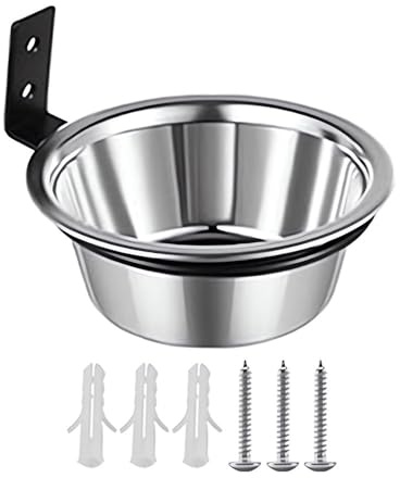 Wall Mounted Dog Bowl Hanging Dog Food Bowls Stainless Steel Puppy Feeder Water Dispenser with Foldable Holder for Pet Cat Dogs (M)