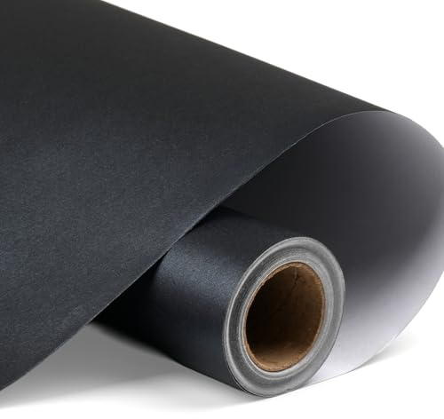 Metallic Geschenkpapier Schwarzes, 43cm x 10m Rolle Perlglanz Packpapier | Wrapping Paper Plain, Kraftpapier für Blumen Geschenkbox Dekorationen für Babyparty Hochzeit Geburtstag
