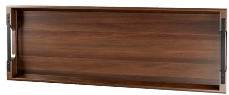 Dofira Large Acacia Wood Serving Tray with Metal Handles - 36 Long Charcuterie Board for Cheese, Meat & Appetizers - Perfect for Kitchen, Entertaining, Gatherings & Home Decor