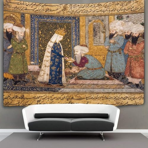 kaiyun Pinturas Persas Antiguas Tapiz Bordes florales complejos Para Colgar En La Pared Del Dormitorio Decoración Del Hogar Impresión HD Para Sala De Estar,dormitorio Y Dormitorio 100cmx150cm