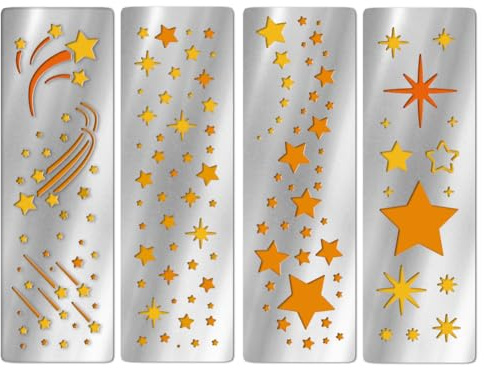 UNICRAFTALE 4 Stück Weihnachts Stern Metallschablonen Wiederverwendbar Edelstahl Sternschnuppen Schneideformen Zeichenschablonen Werkzeug Vorlage Für DIY Scrapbook Fotoalbum Dekorative Prägung