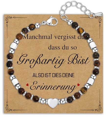 Damen Armband Perlenarmband Silber Edelstahl, Natürlichen Heilsteine Armbänder Edelstein Geschenke für Frauen Mädchen Armbander Geburtstagsgeschenk Schmuck