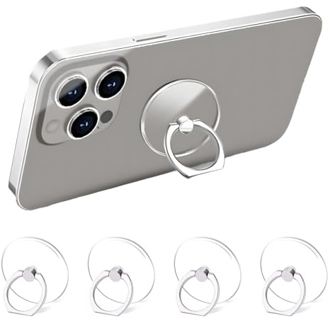 KIRZAX 4 Pezzi Supporto Trasparente Dell'anello Del Telefono Cellulare,Universale Cellulare Anello Rotazione 360° Gradi Smartphone Ring,per iPhone, Samsung, Huawei, Tutti Gli Smartphone e Tablet