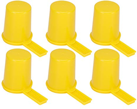 EIMSOAH Alimentador de Agua para Abejas, Dispositivo Duradero para Beber Colmena para Suministrar Apicultores, 6 Juegos de Taza con Base Amarilla de 18,4 Onzas para Alimentación y Riego Profesional
