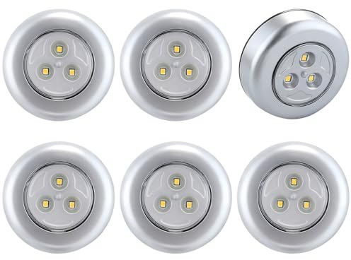SOAIY 6er-Set LED Touch Lampe batteriebetrieben Schranklicht selbstklebend Druckleuchte Schrank Unterbauleuchte für Schränke Küche Vitrine Regal Warmweiß