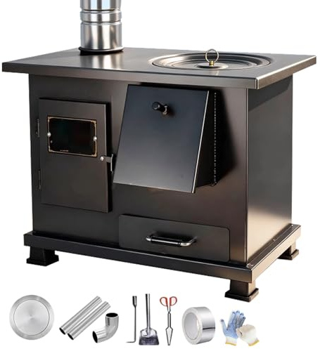 Holzofen, Kaminofen für Den Innenbereich, 2 Lagiger Backofen, Rutschfester Boden, Multifunktional, Ideal für Camping und Essen im Freien