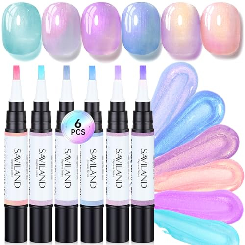 SAVILAND Gel Nail Polish Pens Set 3 in 1: 6 Colors Nail Polish Pens uk