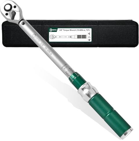 HOYETO 3/8 Drive Torque Wrench 10-60Nm, 72T Quick Release Click for Auto | Socket Wrench with Dual Nm/FT-LB Scale, ±3% Accuracy, Reversible, Click Alert, Non-Slip Grip, for Auto, Motorcycle & DIY