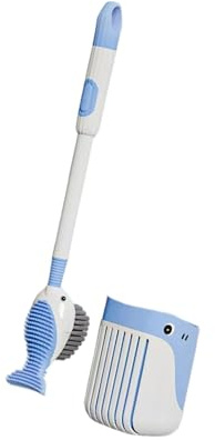 Nucelit Cepillo de inodoro y soporte para baño, herramienta de limpieza de mango largo con base, dispensador de líquido de mango largo