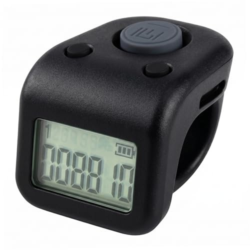 Xoeryoy Electronic Finger Counter, Waterproof Swimming Lap Counter Rechargeable Digital Tally Counters with 6 Data Sets, Black