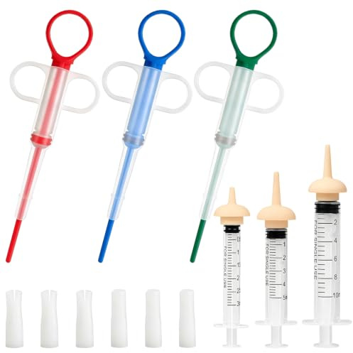 Maylatte tablettgivare för katter och hundar, multifunktionellt utfodringsset med doseringssprutor 3 ml/5 ml/10 ml, medicin och mjölkspruta för små djur, unga djur, kattvalpar och hundbebisar | Skonsam utfodring för känsliga unga djur, droppfri exakt mängddosering