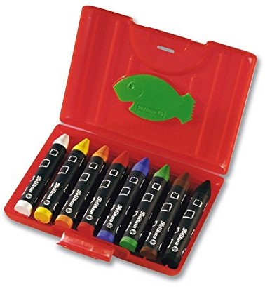 Pelikan Dicke Wachsmalstifte Wasserfest in rot Kunststoffbox, 8 Stück