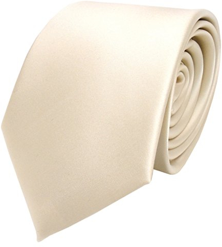 TigerTie Herren Krawatte – Klassische 8 cm Satin-Krawatte in elfenbein champagner weiss perlmutt einfarbigem Design, ideal für Geschäftstermine, festliche Anlässe und die Freizeit