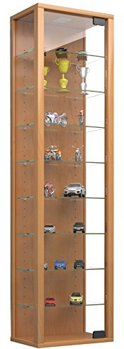 VCM Glasvitrine hängend, Vitrine Glas mit ESG-Sicherheitsglas, Maße ca. H. 115 x B. 33 x T. 18 cm, Hängevitrine Glas, Modern und platzsparend, Glas Vitrinenschrank - Stano Maxi