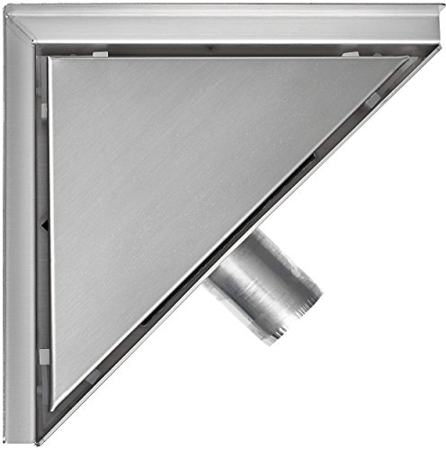 VILSTEIN© Duschrinne, Dreieck, Kreise, 20x20 cm, Siphon mit Geruchsstop und Haarsieb, Dreieckig, Edelstahl Ablaufrinne, Bodenablauf, Duschablauf, Komplettset mit Bodenbefestigung