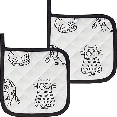 Kracht Topflappen Katzenreihe 2er-Pack Katzen Größe 20x20 cm