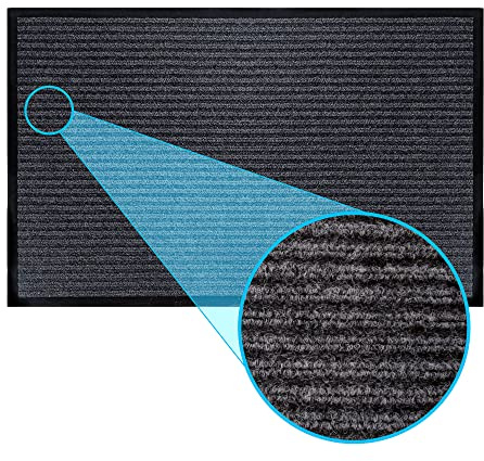 LuxUrux® Durable Rubber Door Mat - Heavy Duty, Slip Proof, Indoor/Outdoor, Easy to Clean, Waterproof, Low-Profile Entry Mat for Entry, Patio, Garage - High Traffic (17'' x 30'', Striped Gray)