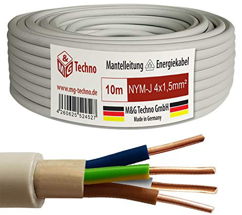 M&G Techno 10m NYM-J 4x1,5 mmІ Mantelleitung Feuchtraumkabel Elektrokabel Kupfer Made in Germany